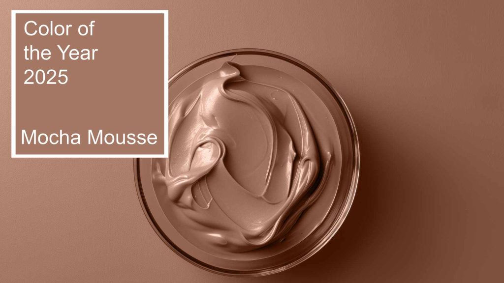 fotografía con cuenco relleno de crema color mocha mousse el color pantone del año 2025