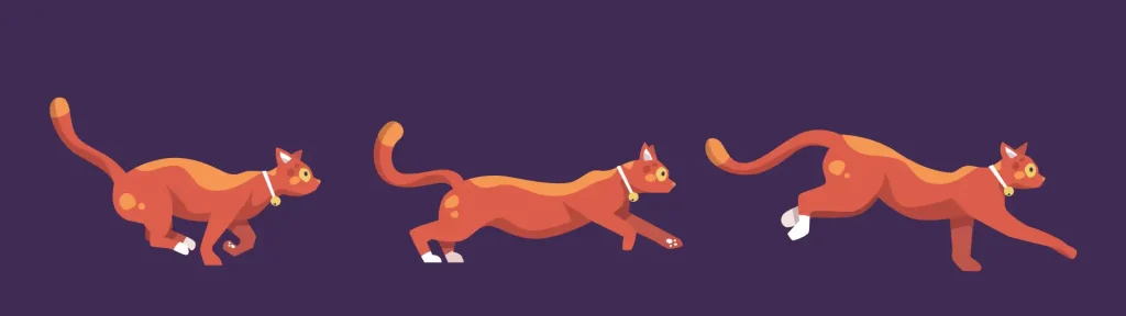 secuencia de movimiento de un gato